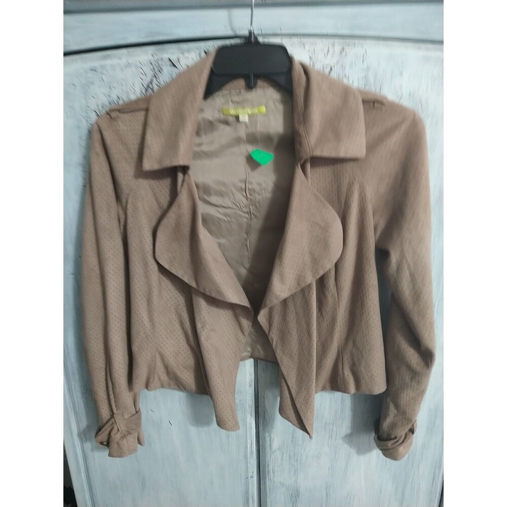 Gianni Bini Faux Suede Jacket Xs Taupe Color Boho Cottage Core